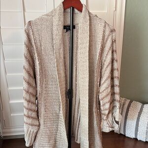Avenue Knit Cardigan in Cream and Tan